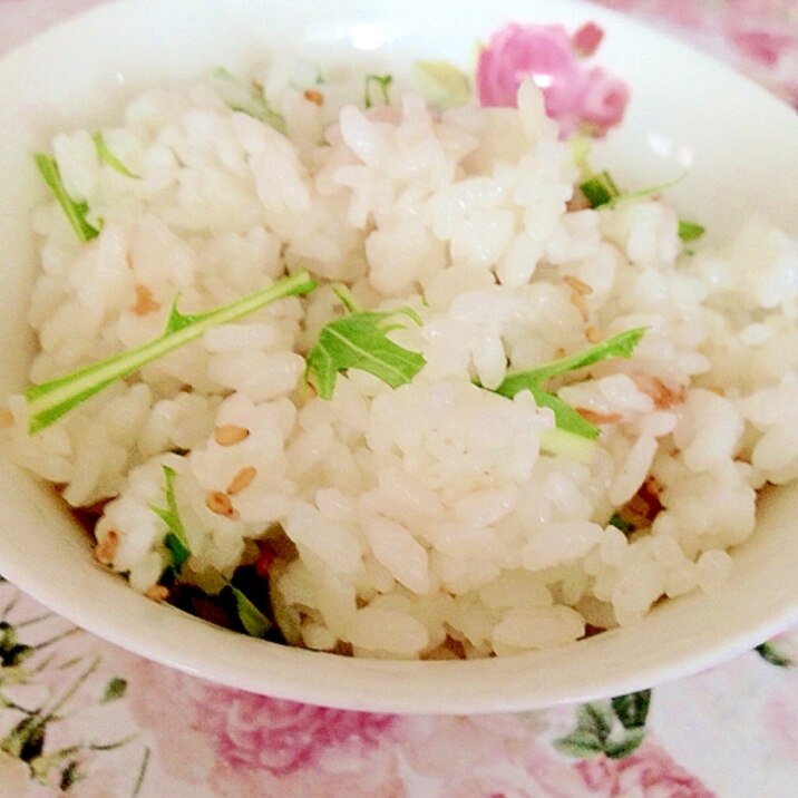 水菜と梅干しの混ぜご飯♡